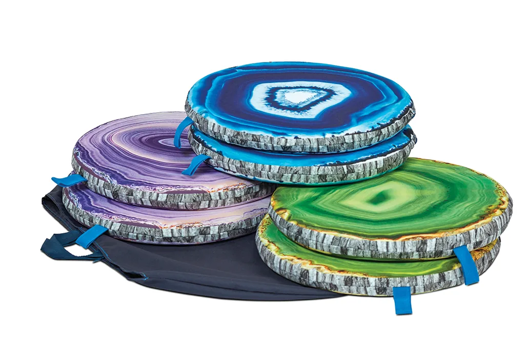 Mineral Slice Sitzkissen mit Tasche (6er-Packung) — Millhouse Lernspielzeug Schule