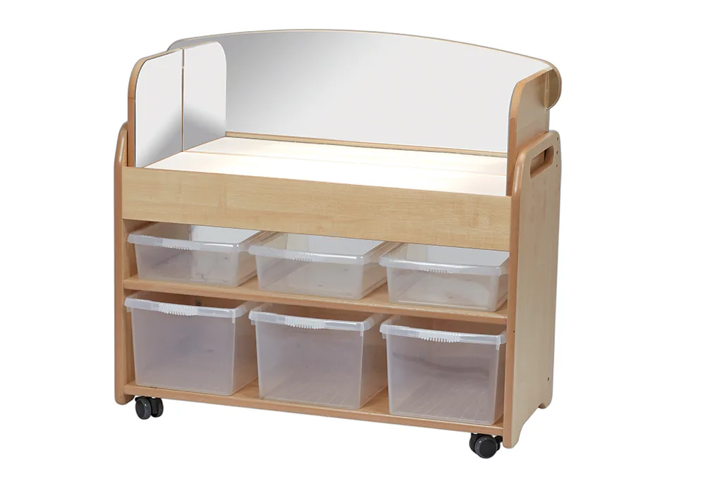Mittelgroßer Lichtkastenwagen mit Spiegelumrandung — Millhouse Lernspielzeug Schule Mittelgroßer Lichtkastenwagen mit Spiegelumrandung — Millhouse Lernspielzeug Schule
