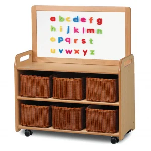 Mobile Einheit mit magnetischer Whiteboard-Aufsatzplatte und 6 Körben — Millhouse Lernspielzeug Schule