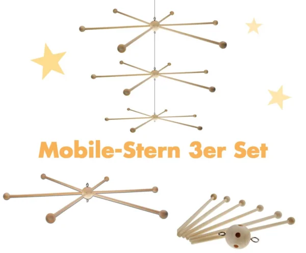 Mobile-Stern 3er-Set Ø20,30,40cm — Kiki-Ena Bastelmaterial Naturholz