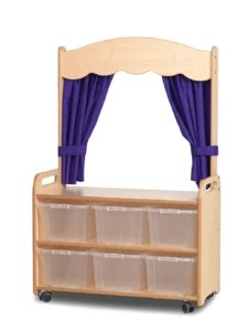 Millhouse PT557 mobile Theaterregal mit Vorhang und 6 transparenten Aufbewahrungsboxen