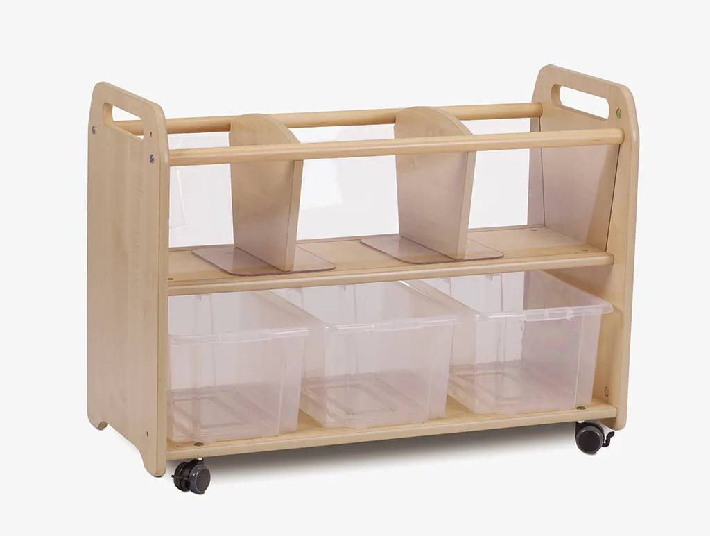 Mobiler Clear View Aufbewahrungsschrank mit 3 transparenten Boxen — Millhouse Lernspielzeug Schule