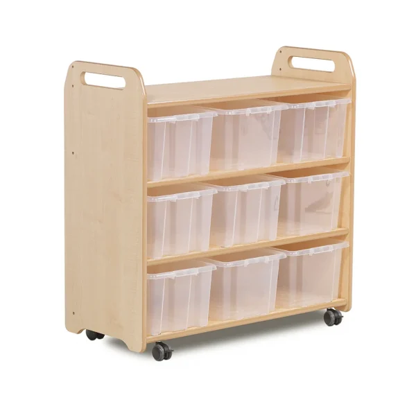 Mobiles Regal mit Spiegelrückwand und 9 durchsichtigen Behältern — Millhouse Lernspielzeug Schule Mobiles Regal mit Spiegelrückwand und 9 durchsichtigen Behältern — Millhouse Lernspielzeug Schule