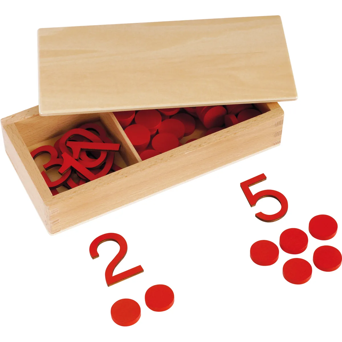 Montessori Ziffern und Chips in Holzbox — Eduplay padagogisches Spielzeug Kita