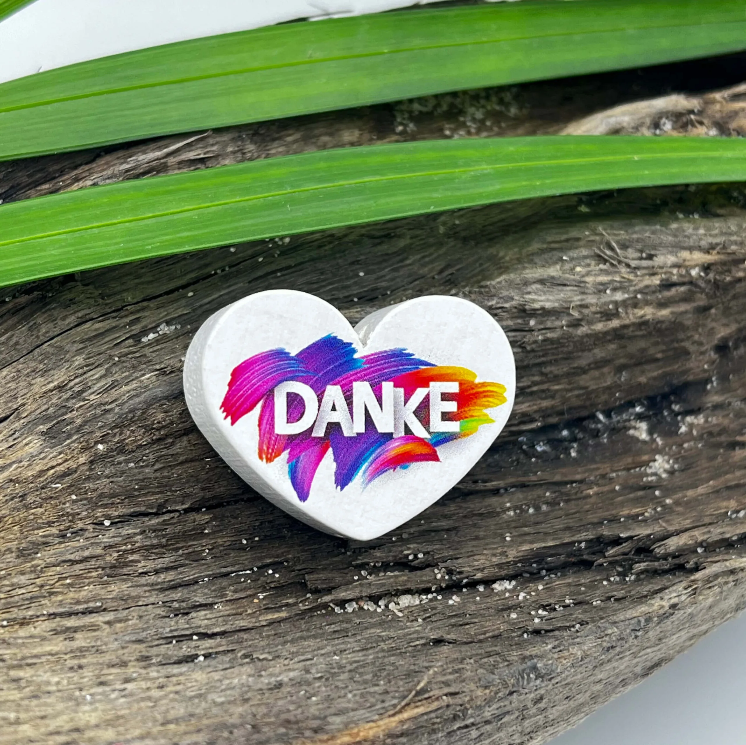 Motivperle Herz DANKE — Kiki-Ena Bastelmaterial Naturholz