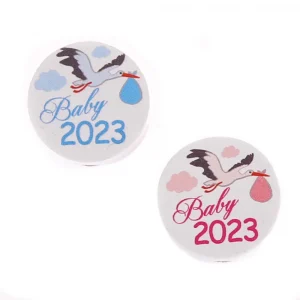 Motivperle Scheibe Baby 2023 — Kiki-Ena Bastelmaterial Naturholz