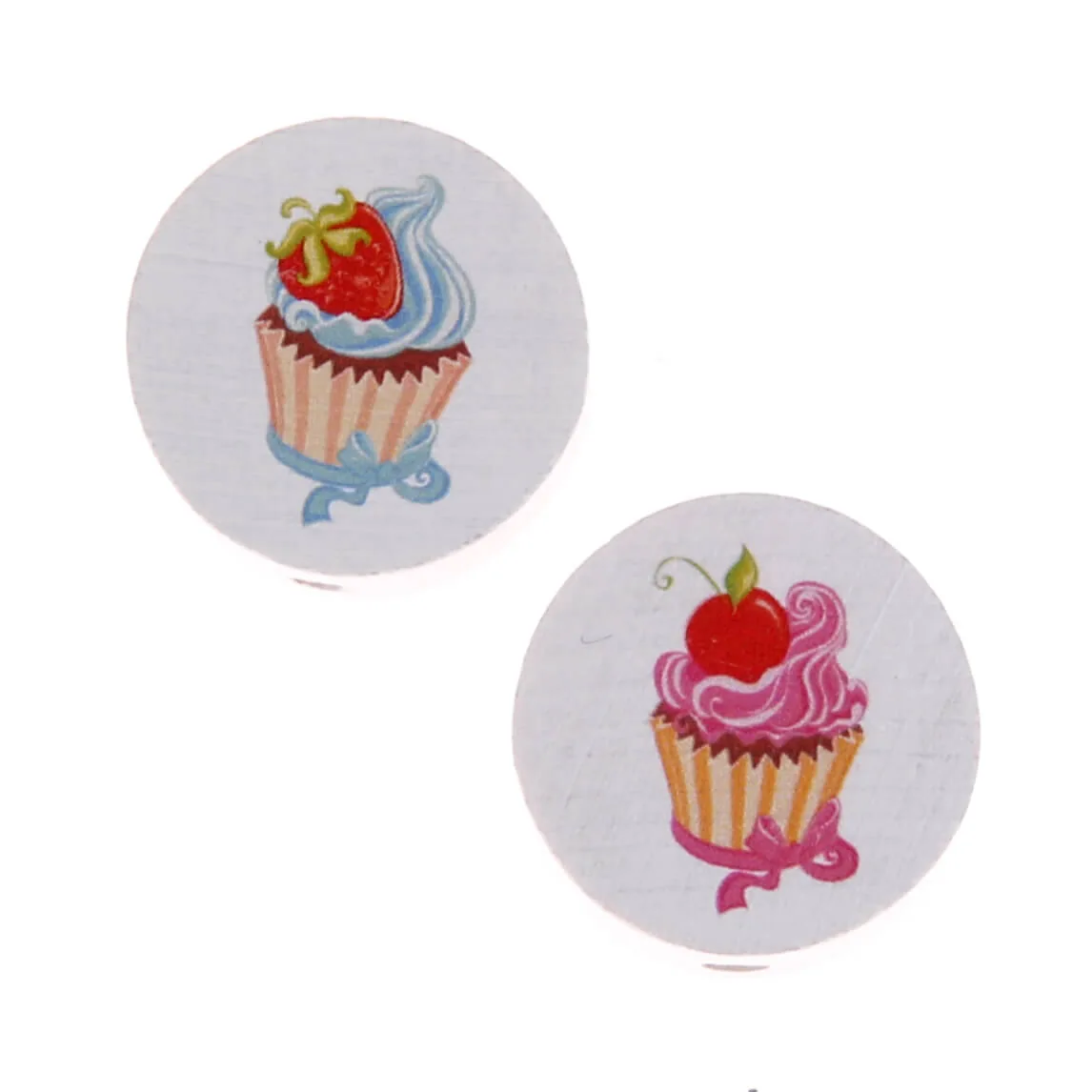 Motivperle Scheibe Cupcake — Kiki-Ena Bastelmaterial Naturholz
