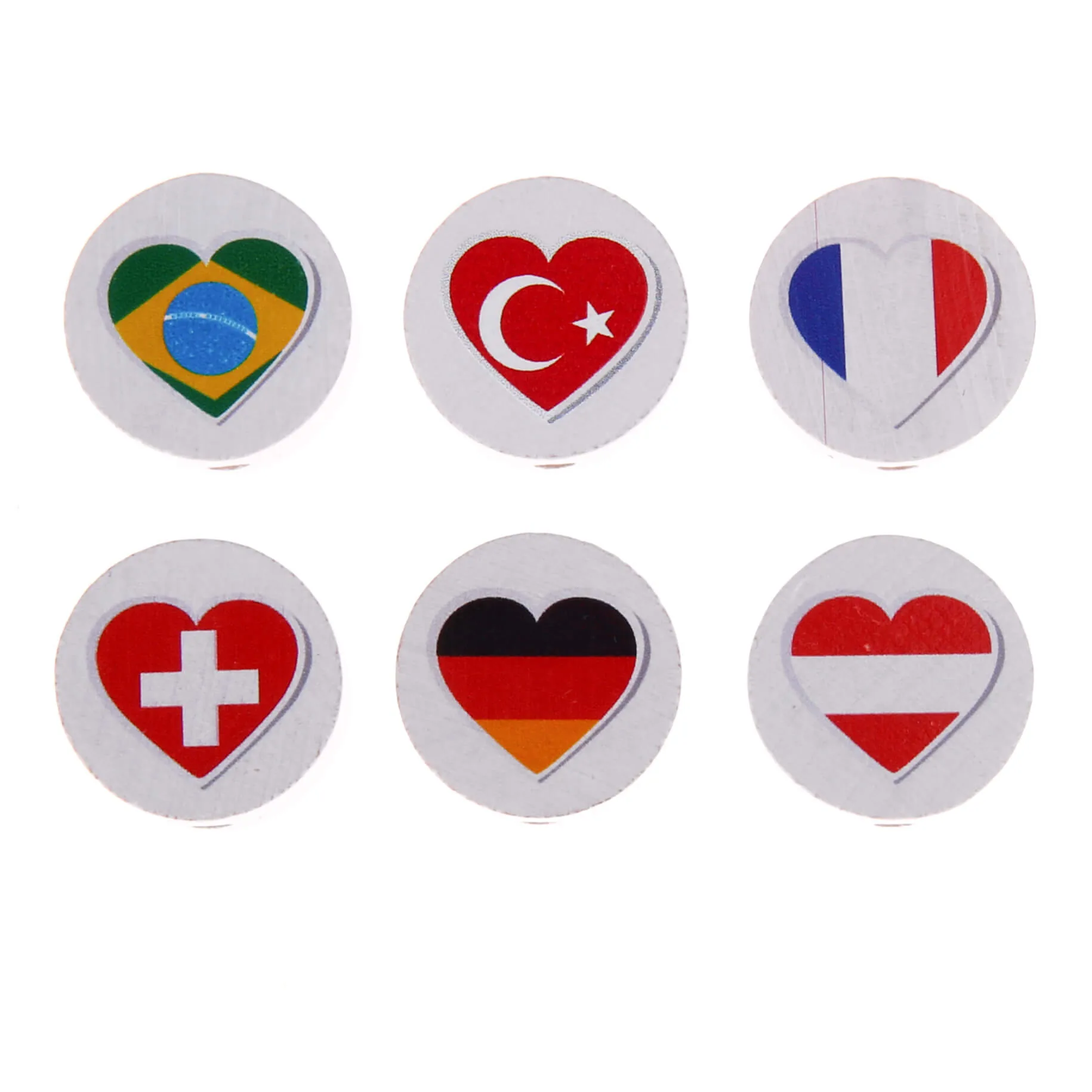 Motivperle Scheibe Flagge Herz — Kiki-Ena Bastelmaterial Naturholz