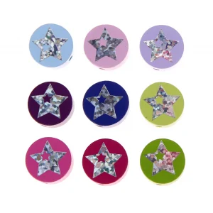 Motivperle Scheibe Glitzerstern — Kiki-Ena Bastelmaterial Naturholz
