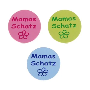 Motivperle Scheibe Mamas Schatz — Kiki-Ena Bastelmaterial Naturholz