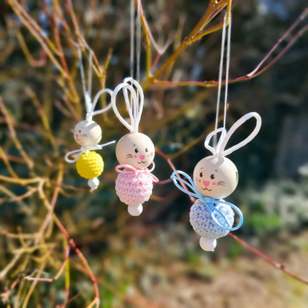 Osterhasen Bastelset 3er Set — Kiki-Ena Bastelmaterial Naturholz