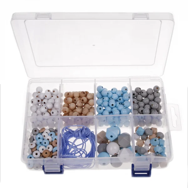 Perlenbox blau-grau mix — Kiki-Ena Bastelmaterial Naturholz