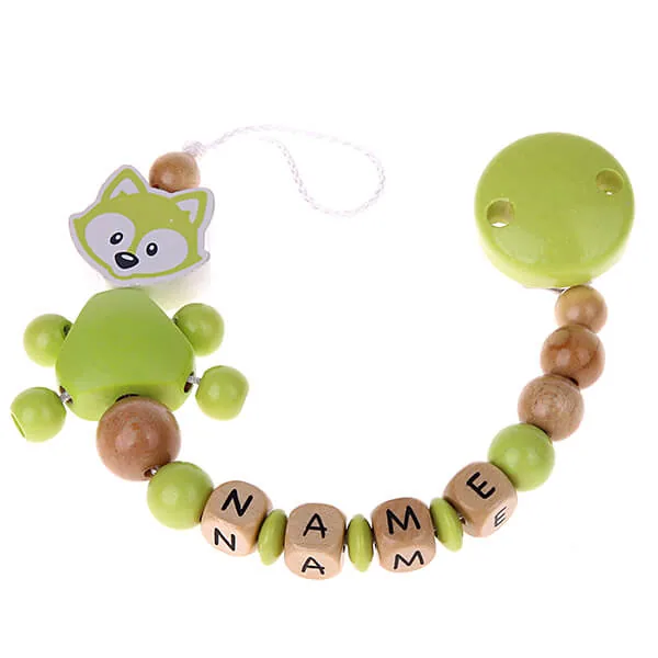 Personalisierte Schnullerkette Fuchs lemon Bastelset — Kiki-Ena Bastelmaterial Naturholz