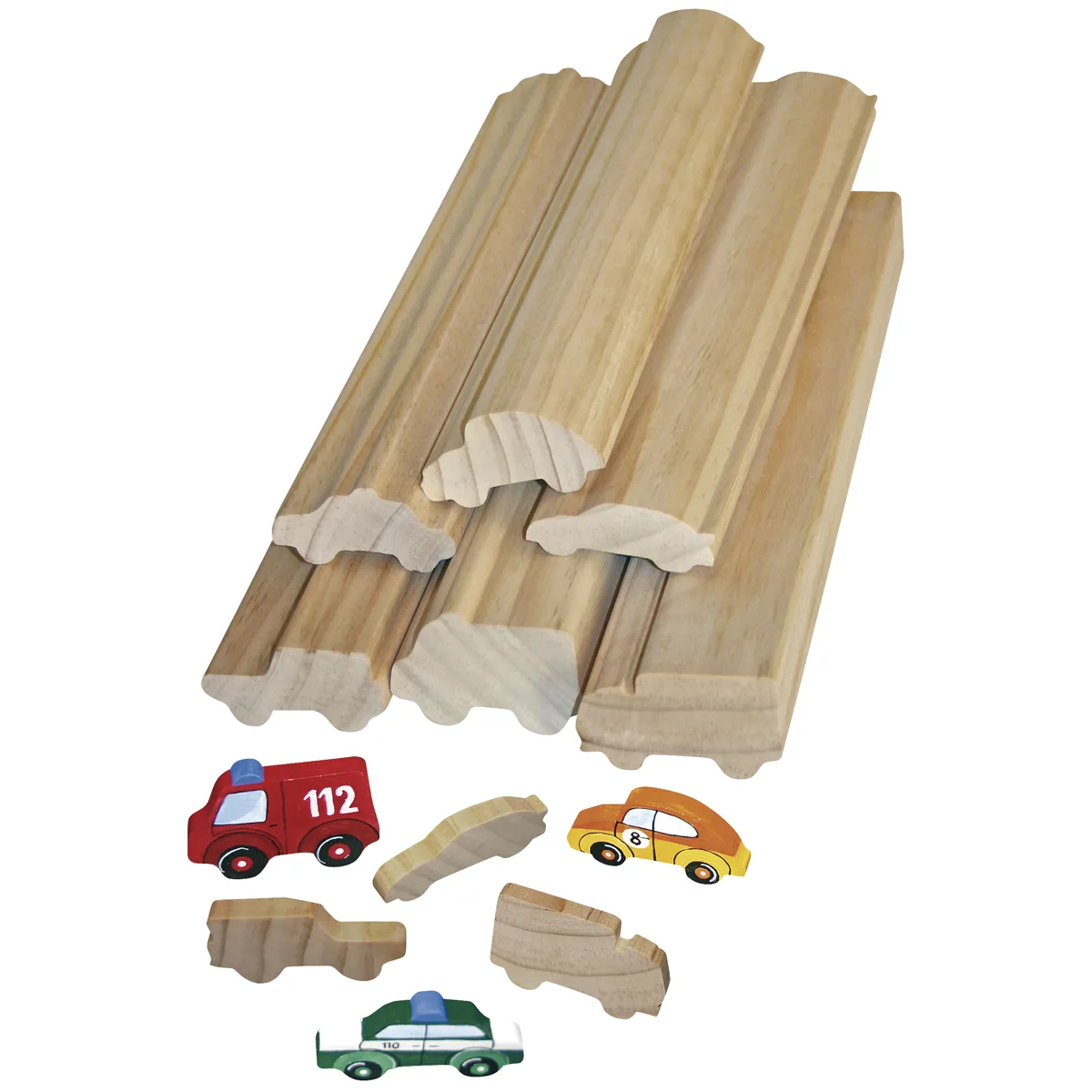 Profilholz Fahrzeuge 6er Set — Eduplay padagogisches Spielzeug Kita