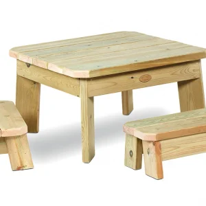 Quadratisches Tisch- und Bankset – Kleinkind — Millhouse Lernspielzeug Schule