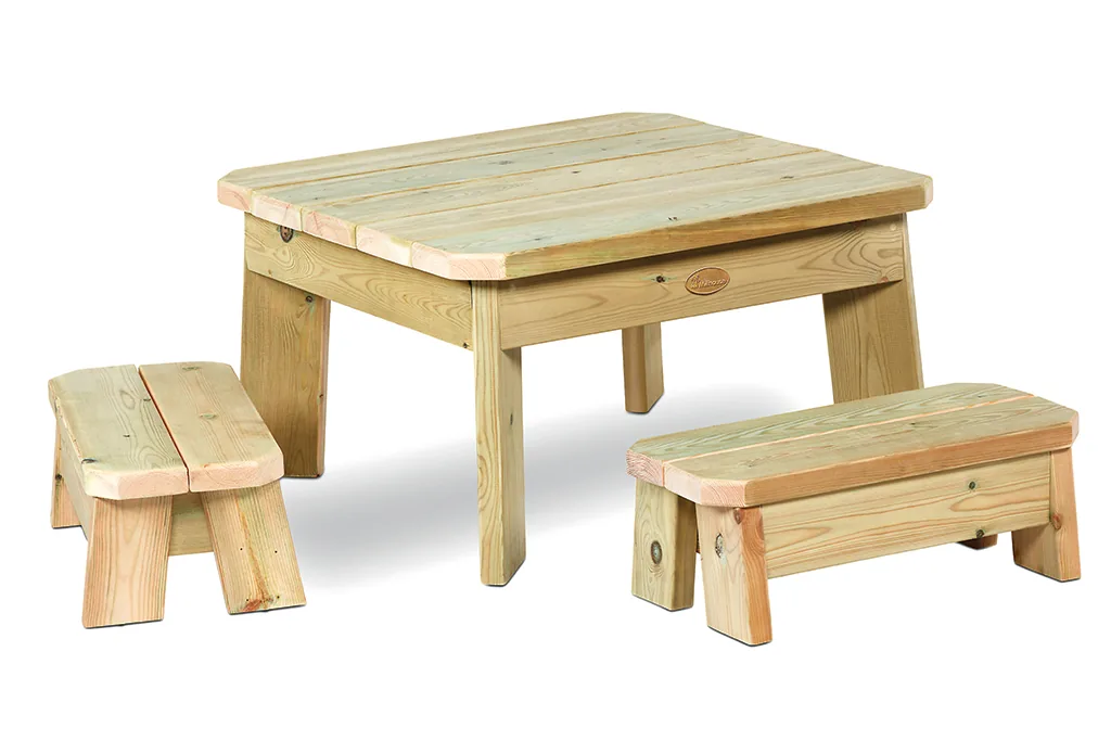 Quadratisches Tisch- und Bankset – Kleinkind — Millhouse Lernspielzeug Schule Quadratisches Tisch- und Bankset – Kleinkind — Millhouse Lernspielzeug Schule