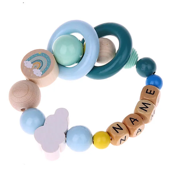 Regenbogen-Greifling Bastelset blau — Kiki-Ena Bastelmaterial Naturholz