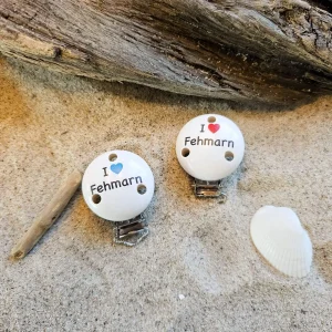 Schnullerclip "I ♥ Fehmarn" — Kiki-Ena Bastelmaterial Naturholz