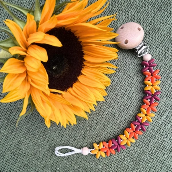 Schnullerkette "Blumenranke Indian Summer" • Bastelset — Kiki-Ena Bastelmaterial Naturholz