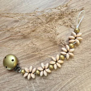 Schnullerkette "Golden Flower" • Bastelset — Kiki-Ena Bastelmaterial Naturholz