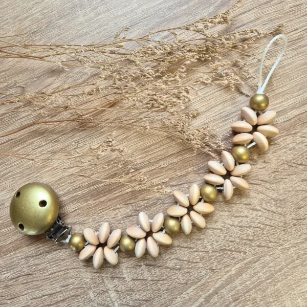 Schnullerkette "Golden Flower" • Bastelset — Kiki-Ena Bastelmaterial Naturholz Schnullerkette "Golden Flower" • Bastelset — Kiki-Ena Bastelmaterial Naturholz