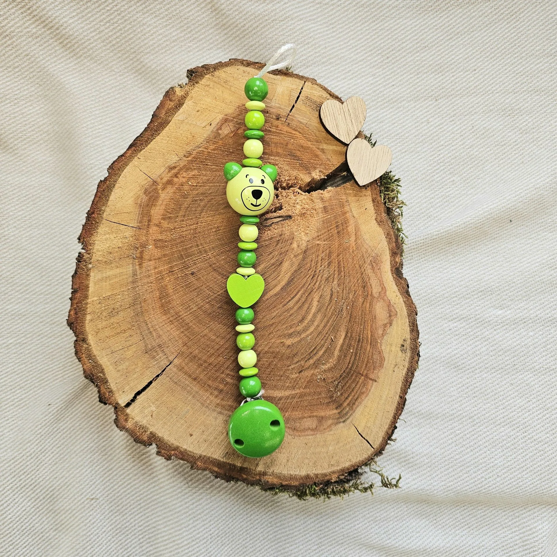Schnullerkette Grün IV •  Bastelset — Kiki-Ena Bastelmaterial Naturholz