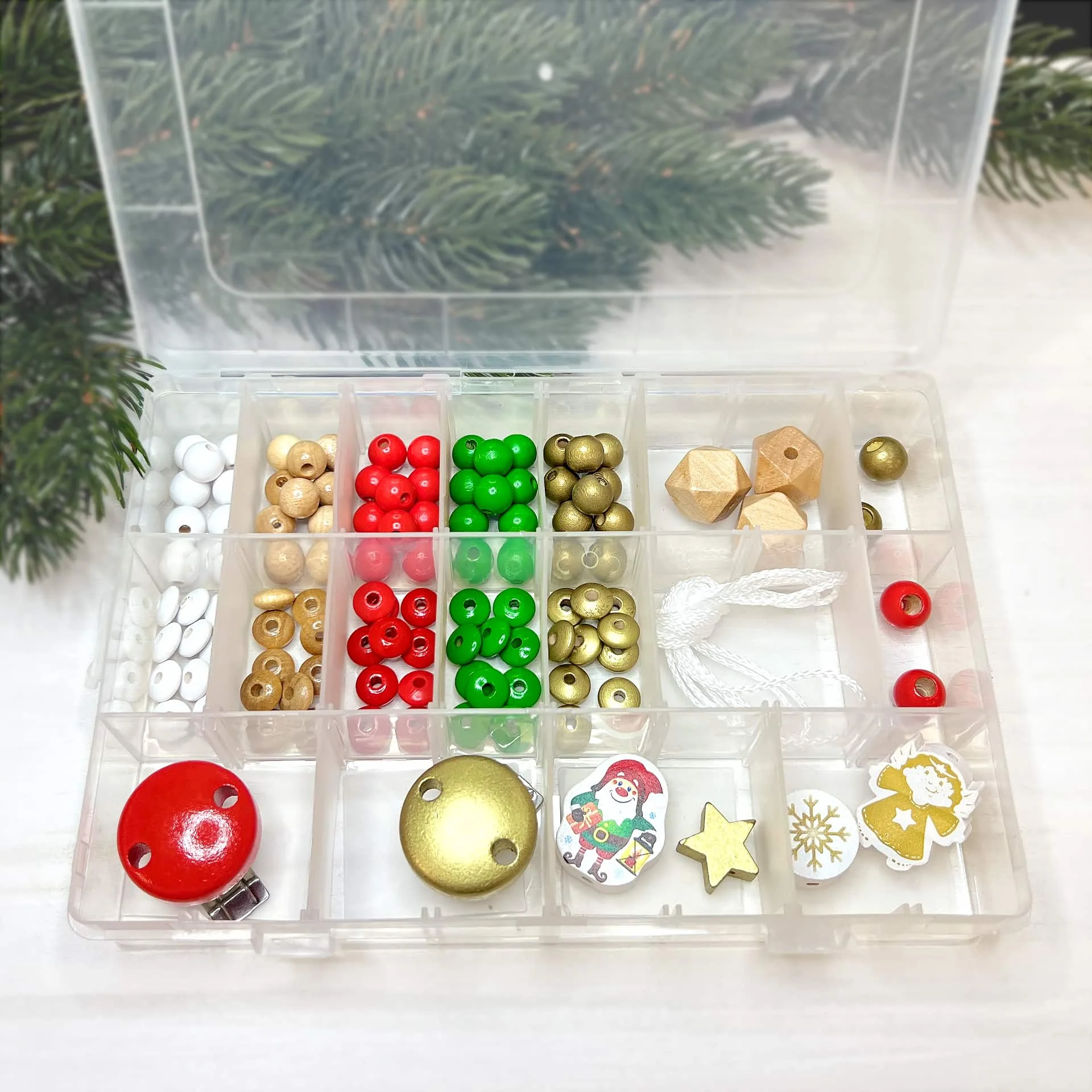 Schnullerketten Starterset Weihnachten — Kiki-Ena Bastelmaterial Naturholz