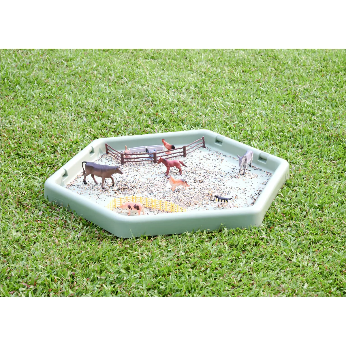 Sechseckiges Spielbrett salbeifarbig 5er Set — Kiki-Ena Bastelmaterial Naturholz