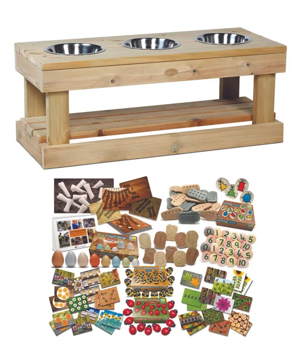 Sinnesstation (3 Stationen) plus Outdoor-Mathe-Set PT1144 — Millhouse Lernspielzeug Schule