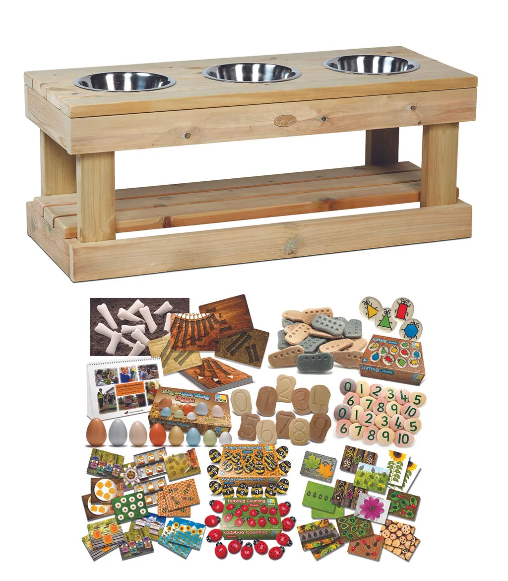 Sinnesstation (3 Stationen) plus Outdoor-Mathe-Set PT1144 — Millhouse Lernspielzeug Schule