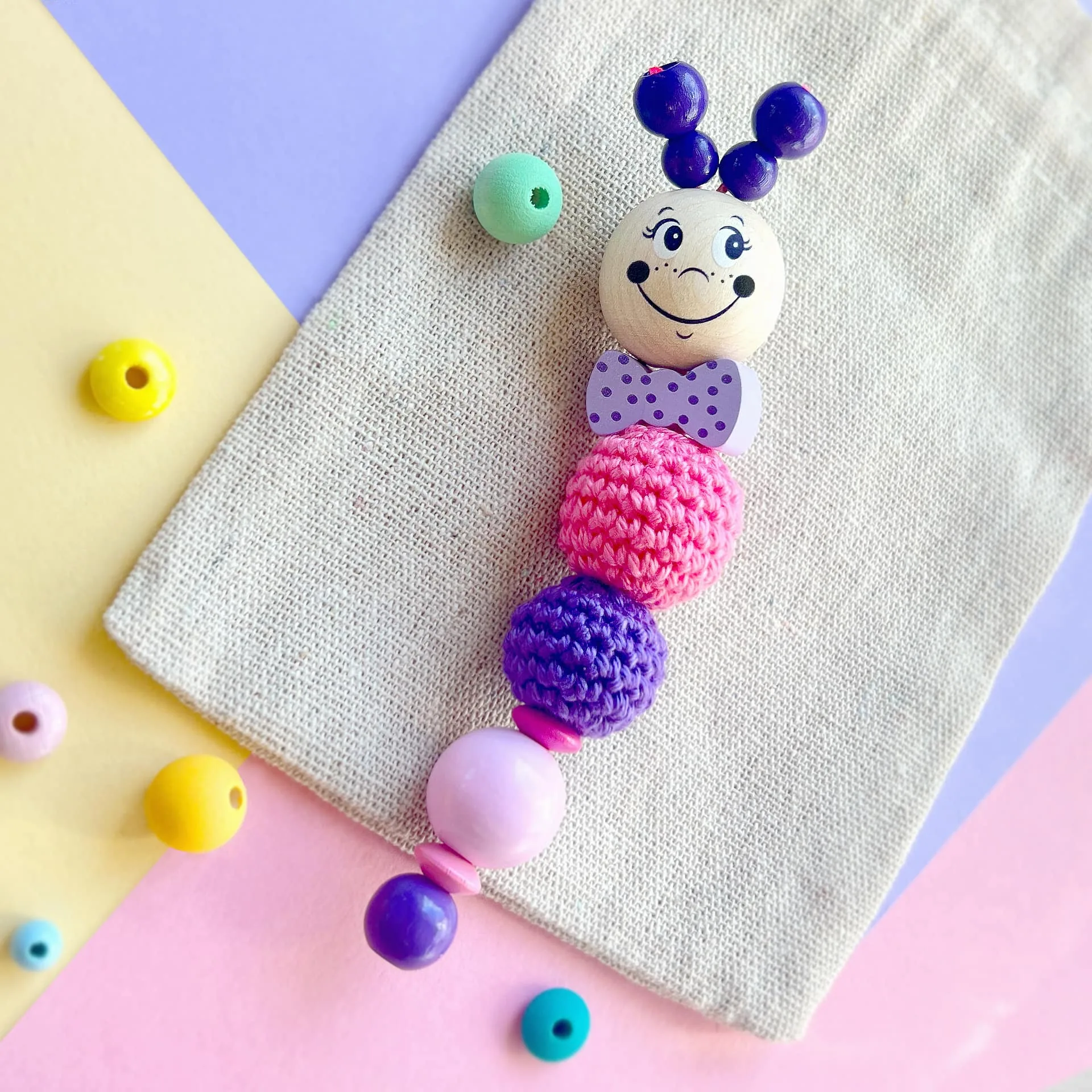 Sorgenwurm 2 •  Bastelset — Kiki-Ena Bastelmaterial Naturholz