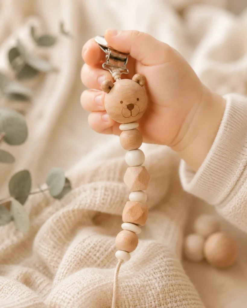 Kinderhand haelt einen Baer-Sorgenwurm