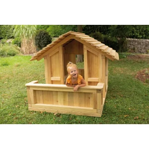 Spielhaus Robinchen mit Terrasse — Kiki-Ena Bastelmaterial Naturholz