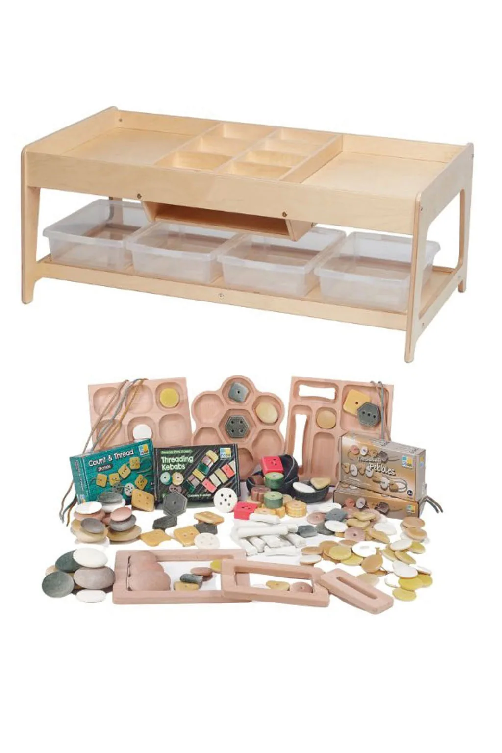 Spieltisch für Forscher und 4 durchsichtige Behälter + PT1146 Teile-Set — Millhouse Lernspielzeug Schule Spieltisch für Forscher und 4 durchsichtige Behälter + PT1146 Teile-Set — Millhouse Lernspielzeug Schule