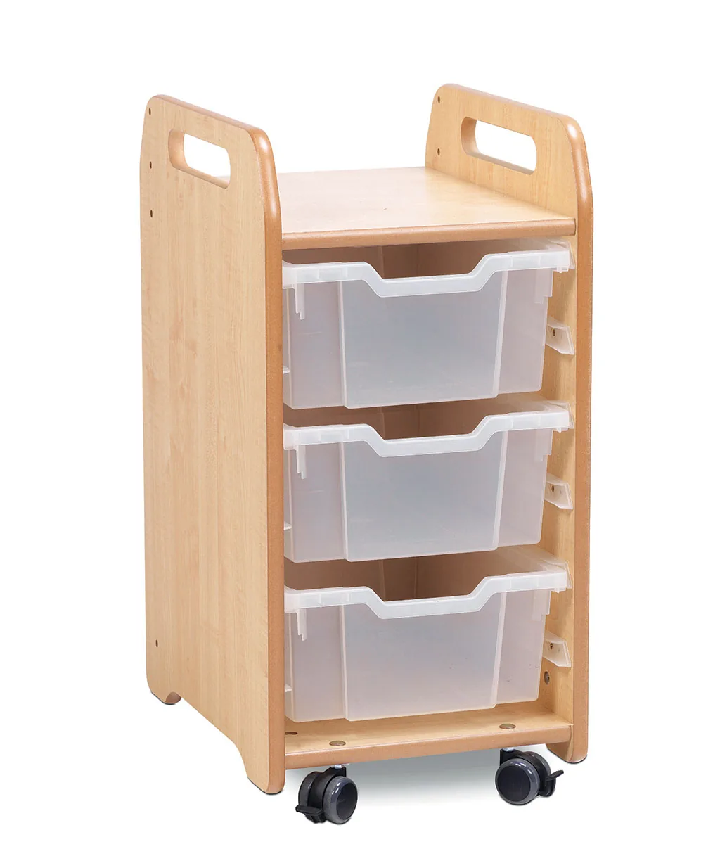 Tablettaufbewahrungseinheit (1 Spalte) mit 3 tiefen Tabletts — Millhouse Lernspielzeug Schule Tablettaufbewahrungseinheit (1 Spalte) mit 3 tiefen Tabletts — Millhouse Lernspielzeug Schule