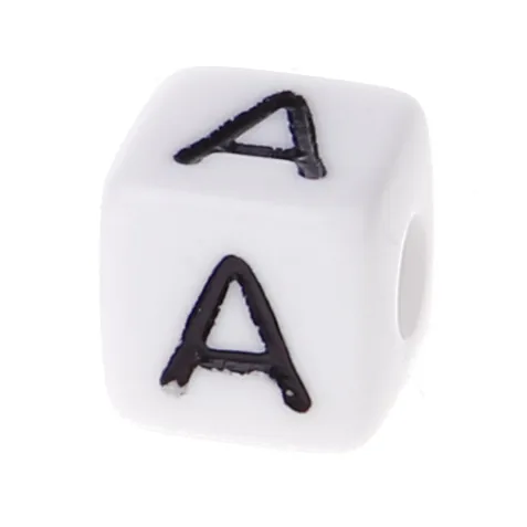 Buchstabenwürfel Kunststoff 10x10mm weiß/schwarz • 10 Stk A — Kiki-Ena Bastelmaterial Naturholz Buchstabenwürfel Kunststoff 10x10mm weiß/schwarz • 10 Stk A — Kiki-Ena Bastelmaterial Naturholz