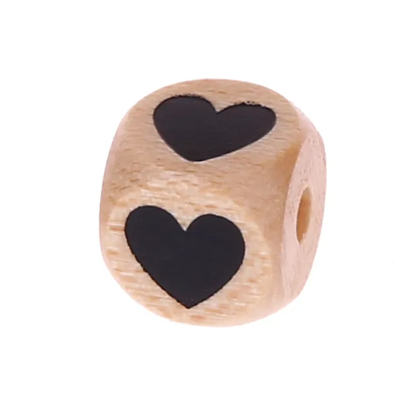 Buchstabenperlen Buchstabenwürfel Holz geprägt 10mm Herzvoll — Kiki-Ena Bastelmaterial Naturholz