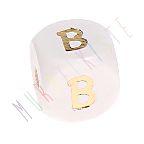 Buchstabenperlen weiss-gold 10mm x 10mm B — Kiki-Ena Bastelmaterial Naturholz Buchstabenperlen weiss-gold 10mm x 10mm B — Kiki-Ena Bastelmaterial Naturholz
