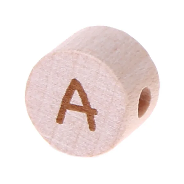 Buchstabenperlen Scheibe Lasergravur Ø 11 mm R — Kiki-Ena Bastelmaterial Naturholz