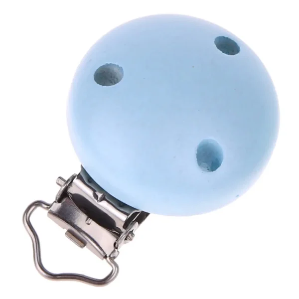 Holzclip / Schnullerclip Perlmutt Ø35mm babyblau — Kiki-Ena Bastelmaterial Naturholz