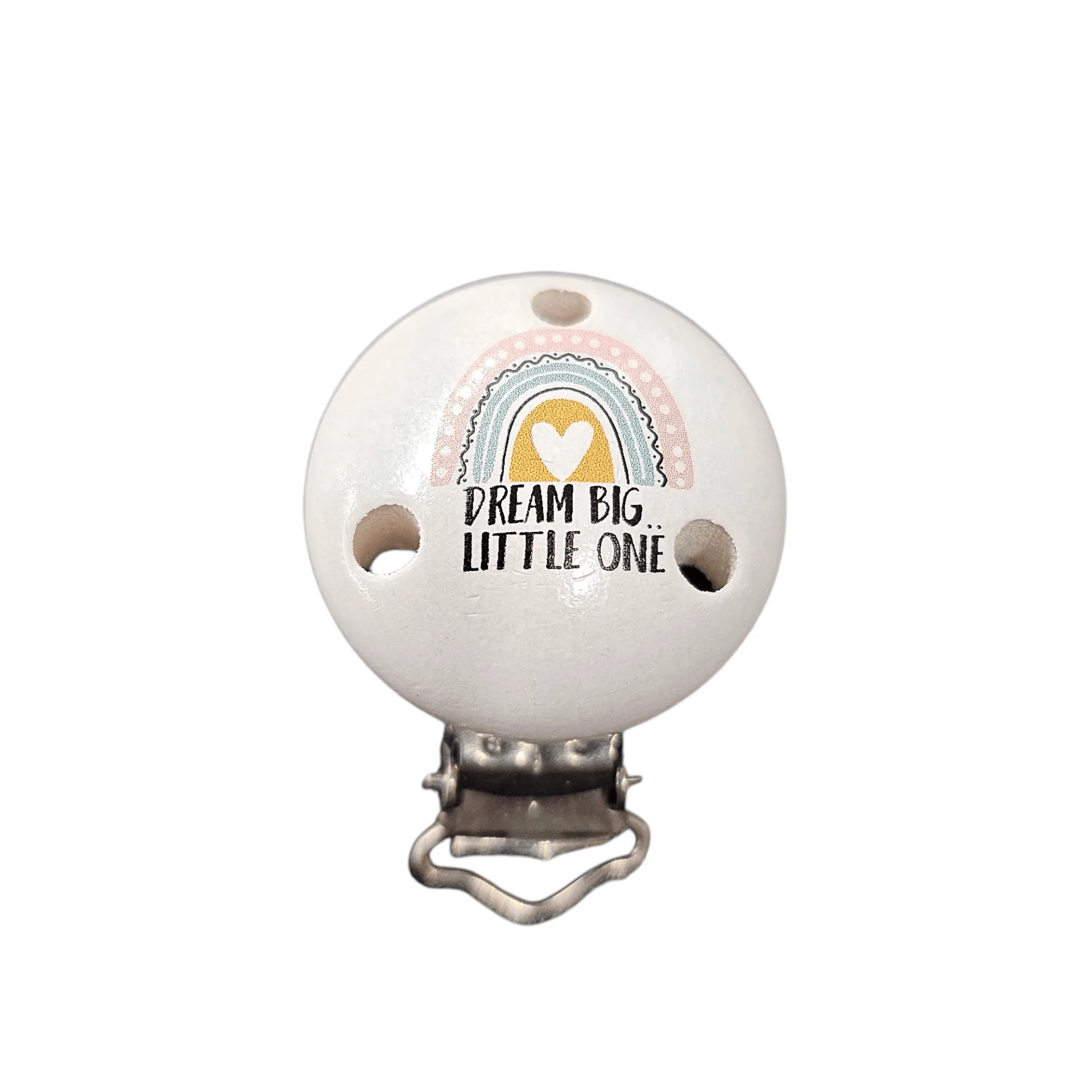 Schnullerclip "dream big little one" weiss — Kiki-Ena Bastelmaterial Naturholz