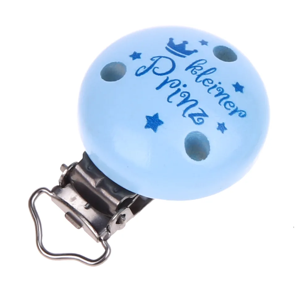Schnullerclip "Kleiner Prinz" babyblau — Kiki-Ena Bastelmaterial Naturholz