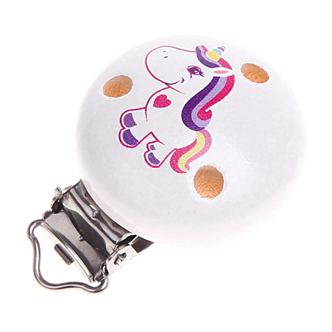 Schnullerclip Einhorn Pink — Kiki-Ena Bastelmaterial Naturholz