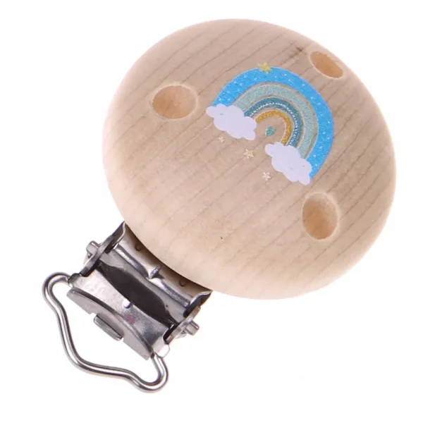 Schnullerclip Regenbogen babyblau — Kiki-Ena Bastelmaterial Naturholz