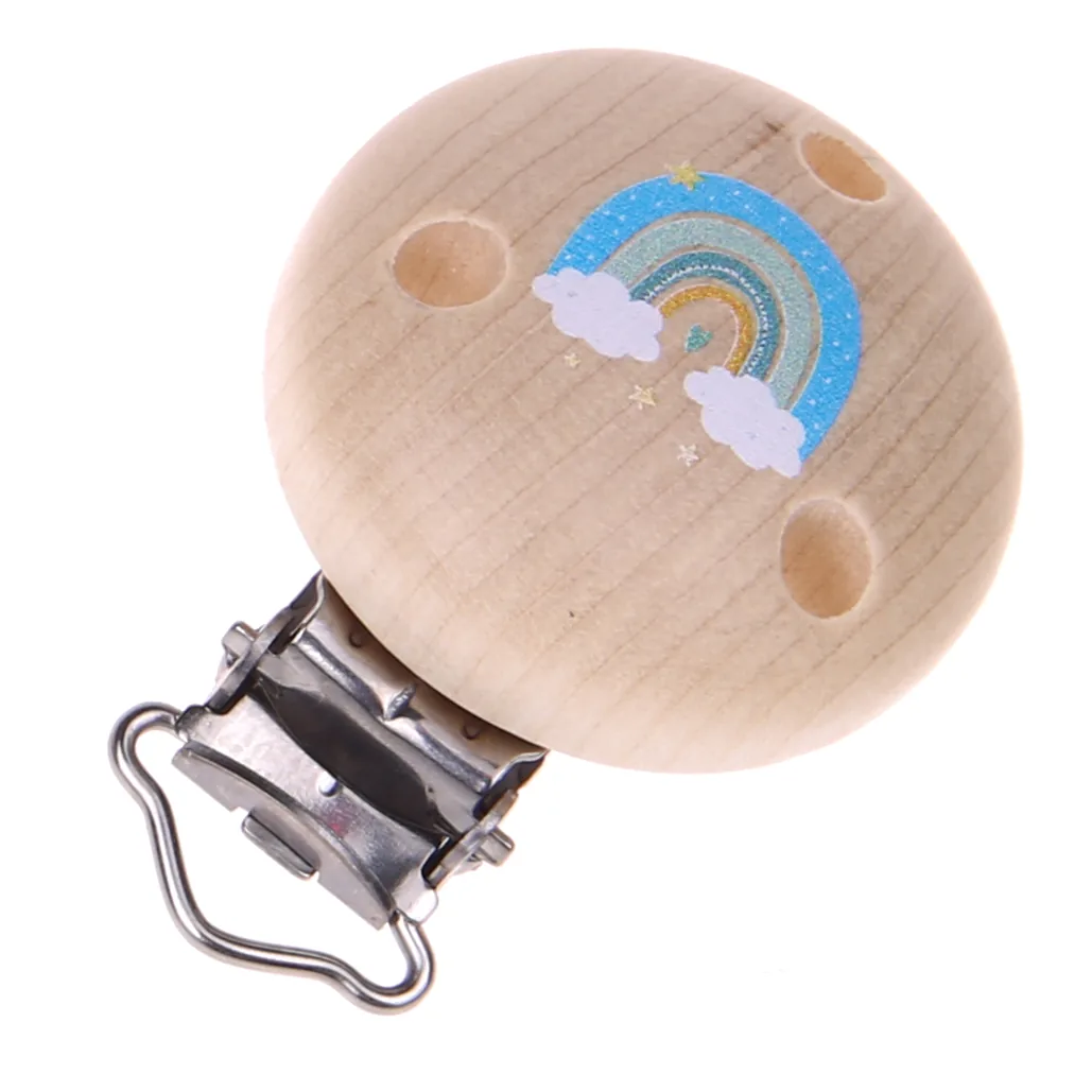 Schnullerclip Regenbogen babyblau — Kiki-Ena Bastelmaterial Naturholz