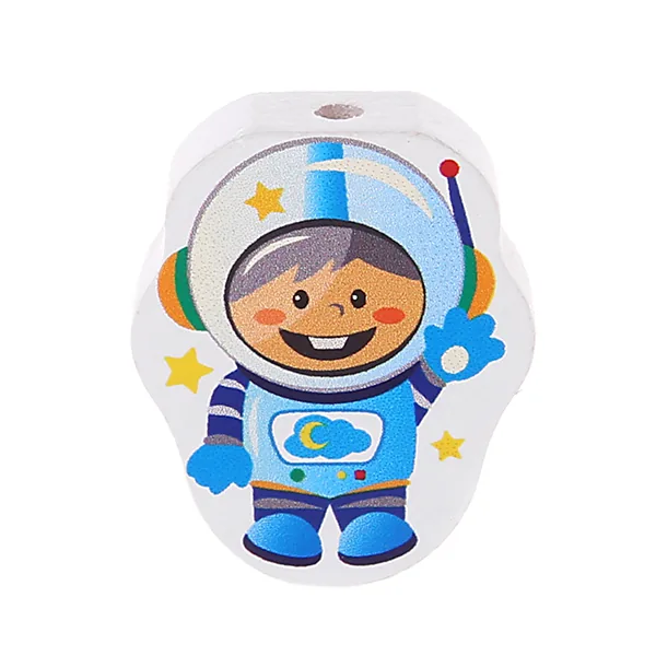 Motivperle Astronaut Blau — Kiki-Ena Bastelmaterial Naturholz