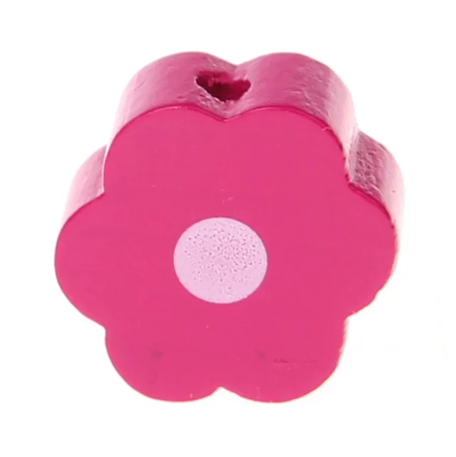 Motivperle Blume-Punkt Dunkelpink — Kiki-Ena Bastelmaterial Naturholz