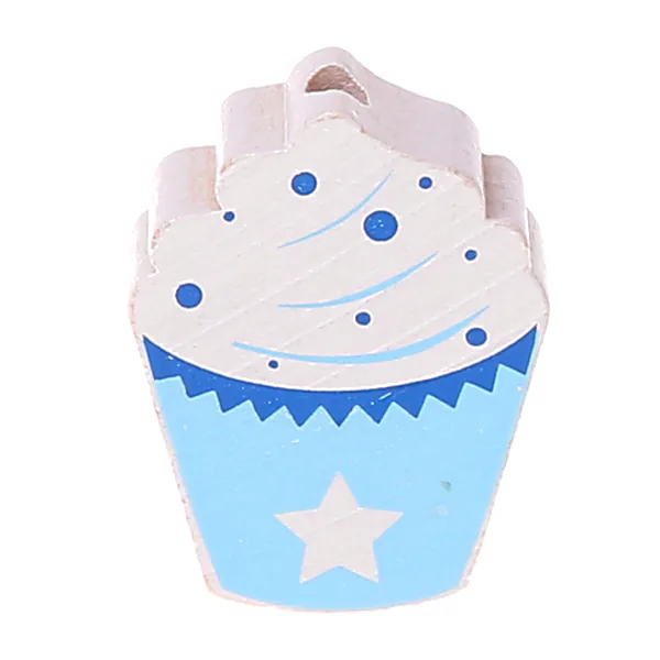 Motivperle Cupcake Blau — Kiki-Ena Bastelmaterial Naturholz Motivperle Cupcake Blau — Kiki-Ena Bastelmaterial Naturholz