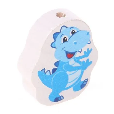 Motivperle Dino babyblau — Kiki-Ena Bastelmaterial Naturholz
