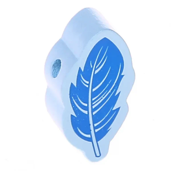 Motivperle Feder babyblau — Kiki-Ena Bastelmaterial Naturholz